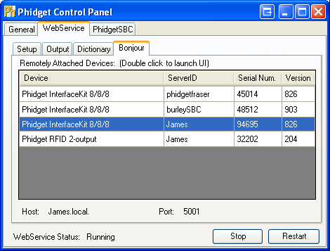 Windows Control Panel WebService Bonjour