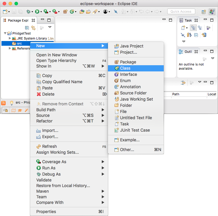 Java eclipse mac newClass menu.png