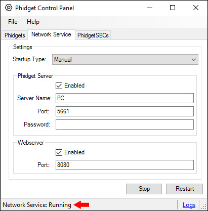 Windows Control Panel Network Service Setup