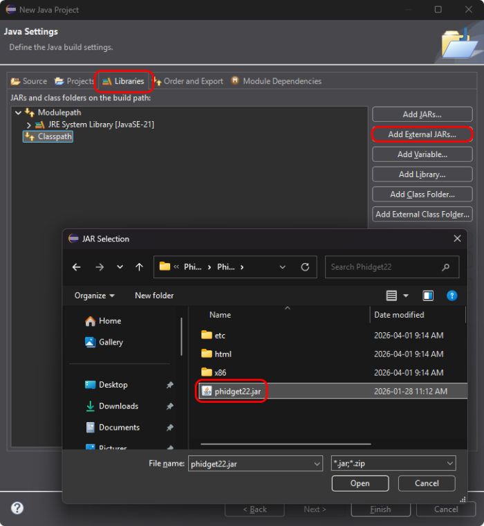 Language - Java - Phidgets Support
