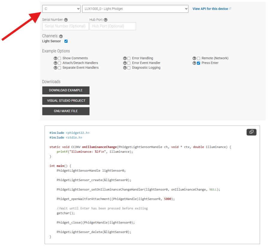Language - C - Phidgets Support