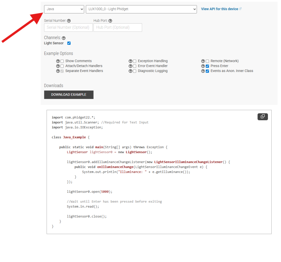 Language - Java - Phidgets Support