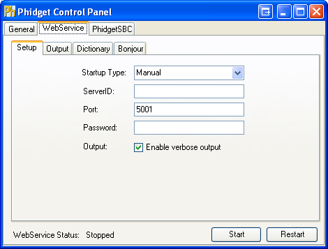 Windows Control Panel WebService Setup Stopped